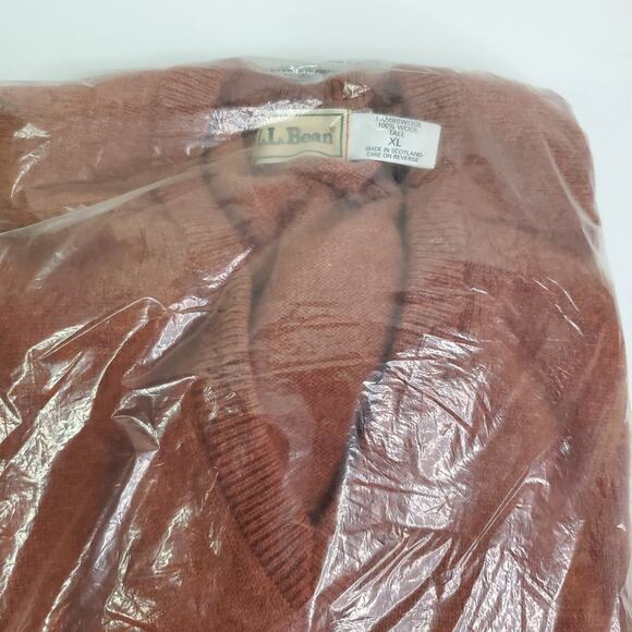 NWT Vintage LL Bean V Neck 100% Lambswool Sweater Pullover Long Sleeve Size XLT - Picture 2 of 8